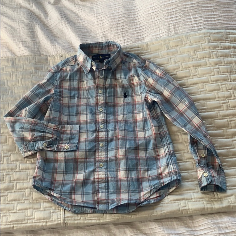 Ralph Lauren boys plaid button down shirt. Size 8